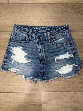 American Eagle Outfitters Distressed Blue Denim Cutoff Shorts mom short size 2